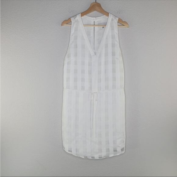 ANTHROPOLOGIE ADELYN RAE White Checkered Tie Waist Tank Top Tunic Mini Dress M - Picture 5 of 13